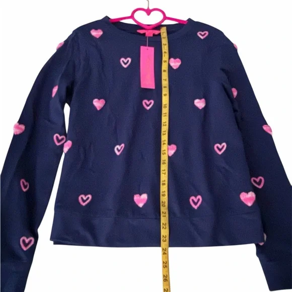 NWT Lilly Pulitzer Rami Long Sleeve Shirt–Navy Wild Heart Chenille Medium - Picture 10 of 15